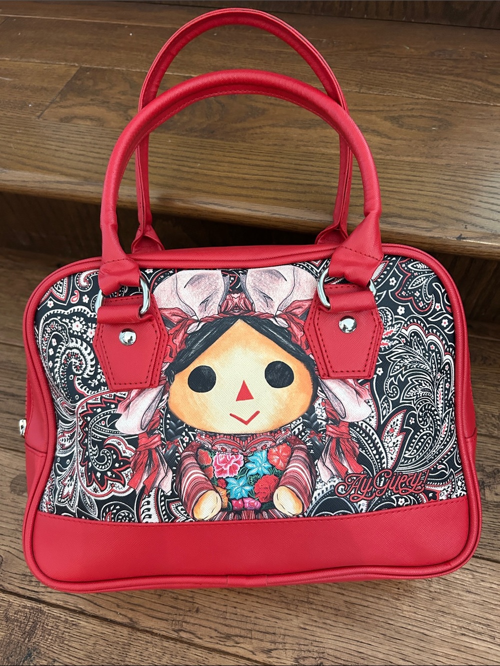 ✨ STUNNING Red "My Guest" Mexican Lele Doll Paisley Satchel — Boutique! ✨